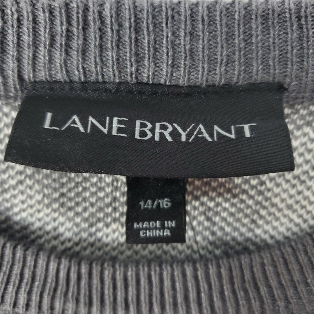 Lane Bryant Womens Grey White Leopard Print Crew Neck Pullover Sweater 14/16 NWT - Picture 5 of 11